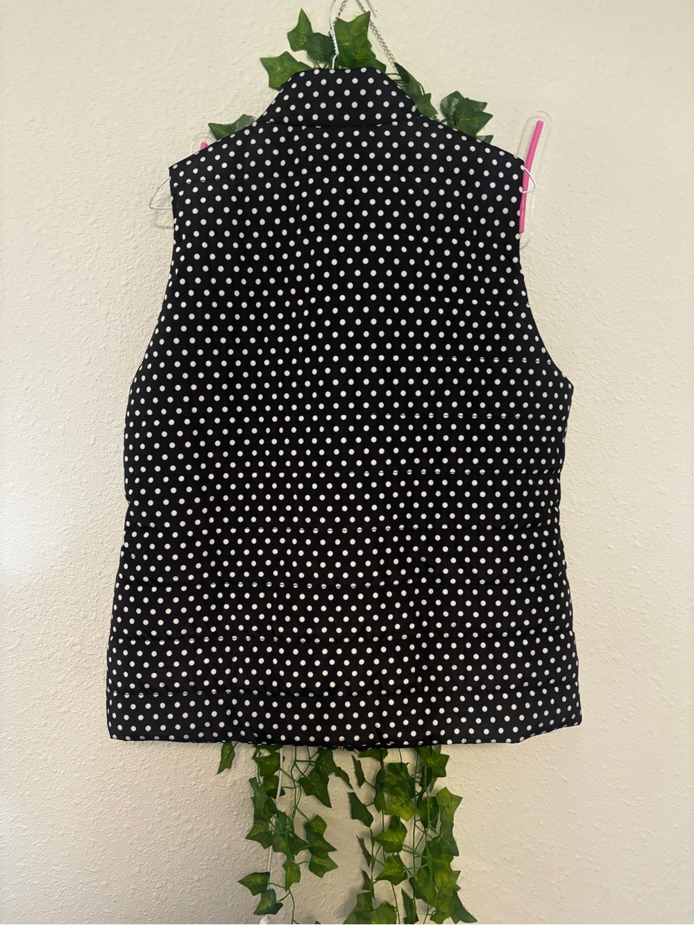 Michael Kors Black Polka Dot Quilted Vest with Gold Zipper - Picture 3 of 3